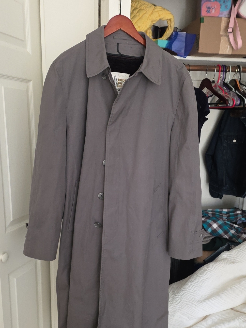 London Fog Men’s Gray Single-Breasted Trench Coat